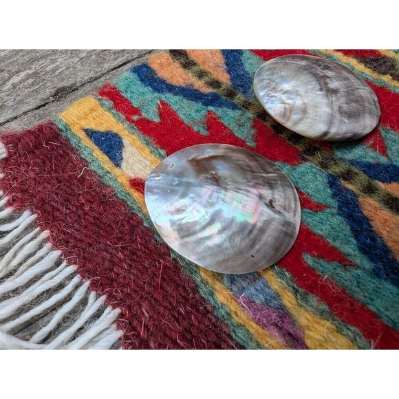 Vintage Mothers Of Pearl Earrings, Beachy Shell Earrings - Picture 10 of 10